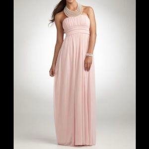 City Triangles Pearl Jeweled Necklace Halter Mesh  Empire Gown Women Size 7